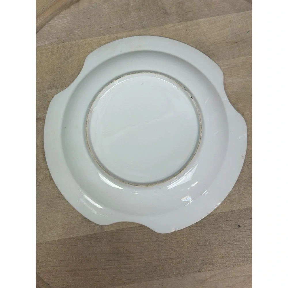 Vintage‎ White Porcelain Horse Ashtray Round Gold Trim Equestrian Decor Smoking